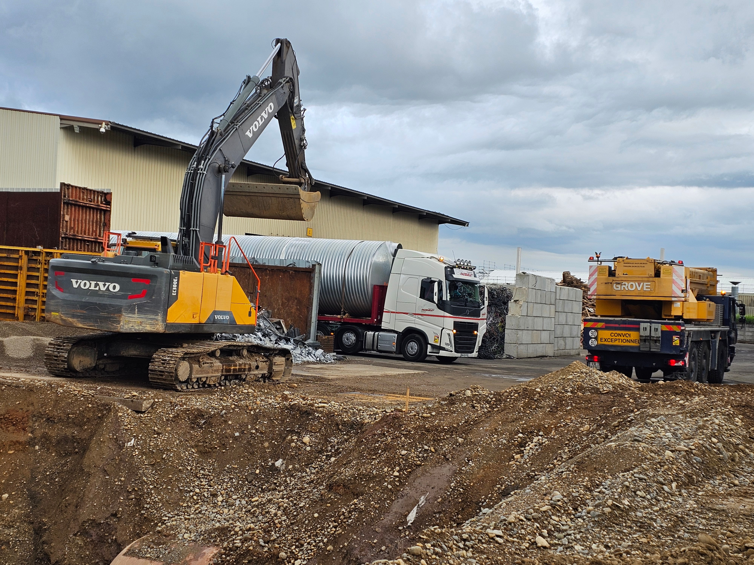 Détail du raccordement d'une cuve de rétention de 100 m³ — chantier EuroMetal Meyzieu